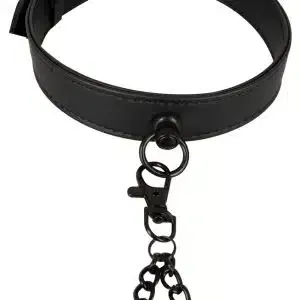 Vegan Fetish Halsfessel Set: Leder-Optik, abnehmbare Ketten Vegan Fetish Halsfessel Set: Leder-Optik, abnehmbare Ketten – Bild 5