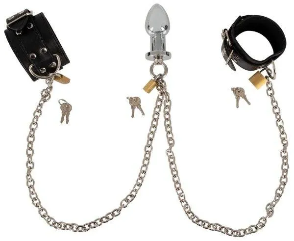 Fetish Collection - Handfesseln mit Analplug Schwarz/Silber Fetish Collection - Handfesseln mit Analplug Schwarz/Silber
