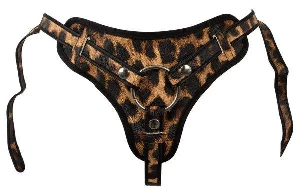 Leopard Frenzy - Verstellbarer Strap-on-String Leo/Schwarz S-L