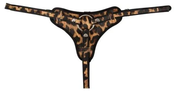 Leopard Frenzy - Verstellbarer Strap-on-String Leo/Schwarz S-L