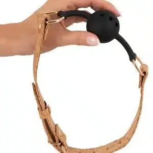 Vegan Fetish - Korkriemen Knebelball 4cm Natur/Schwarz Vegan Fetish - Korkriemen Knebelball 4cm Natur/Schwarz – Bild 3