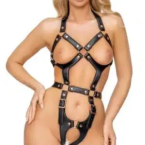 Bad Kitty Harness - Stilvoller Einteiler in Lederoptik Schwarz/Rosegold S/M Bad Kitty Harness - Stilvoller Einteiler in Lederoptik Schwarz/Rosegold S/M – Bild 3