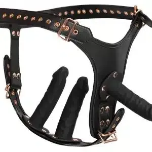 Bad Kitty Strap-On-String mit 3 Naturdildos - Verwöhnen und Verwöhnt-werden! Schwarz/Rosegold L/XL Bad Kitty Strap-On-String mit 3 Naturdildos - Verwöhnen und Verwöhnt-werden! Schwarz/Rosegold L/XL – Bild 5