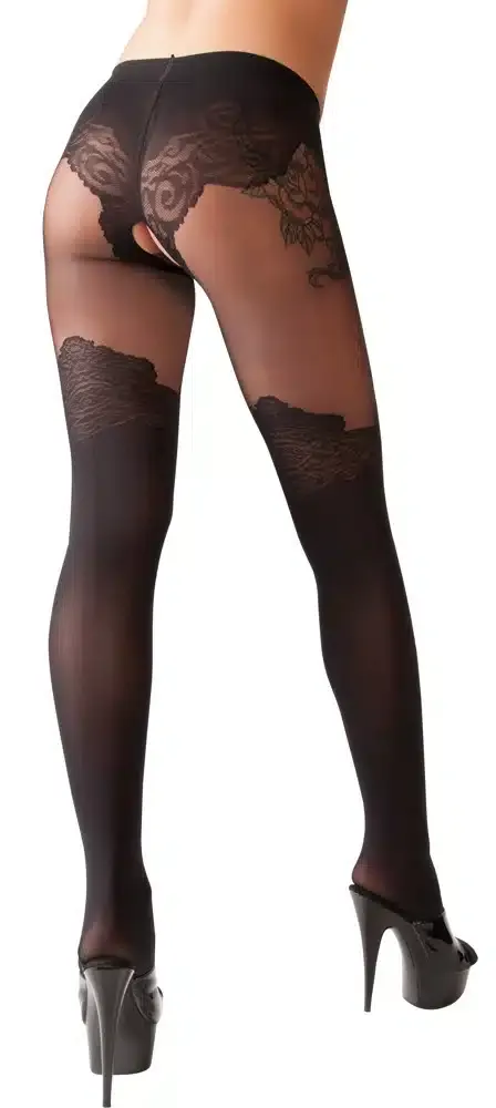Cottelli LEGWEAR Strumpfhose Ouvert, Overknee-Look, 40/20 den, Öko-Tex zertifiziert 1