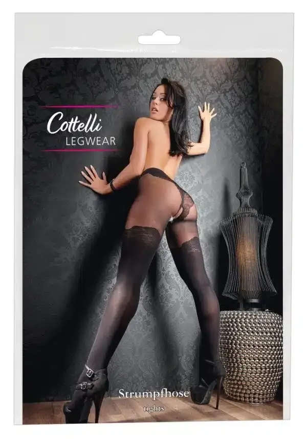 Cottelli LEGWEAR Strumpfhose Ouvert, Overknee-Look, 40/20 den, Öko-Tex zertifiziert 1