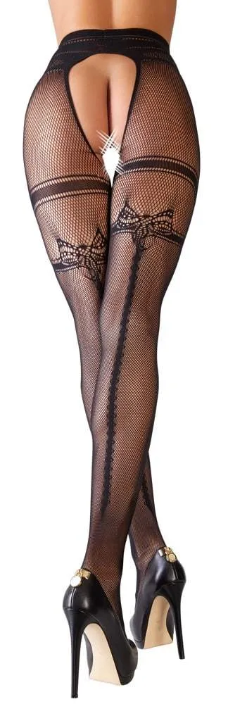 Cottelli LEGWEAR - Netzstrumpfhose ouvert mit Strumpfband S/M Cottelli LEGWEAR - Netzstrumpfhose ouvert mit Strumpfband S/M