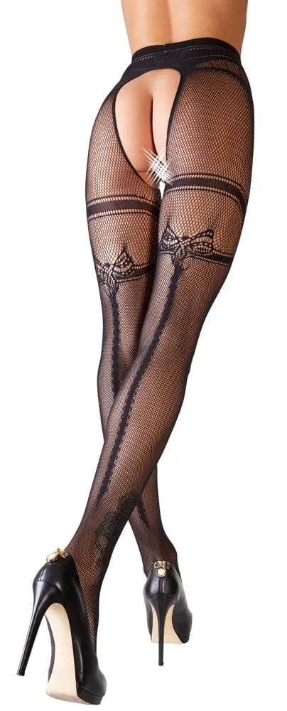 Cottelli LEGWEAR - Netzstrumpfhose ouvert mit Strumpfband S/M Cottelli LEGWEAR - Netzstrumpfhose ouvert mit Strumpfband S/M