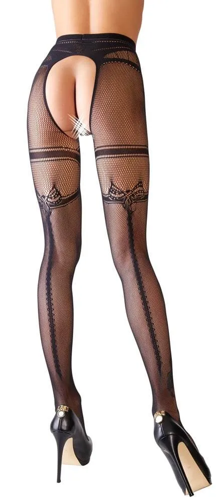 Cottelli LEGWEAR - Netzstrumpfhose ouvert mit Strumpfband S/M Cottelli LEGWEAR - Netzstrumpfhose ouvert mit Strumpfband S/M