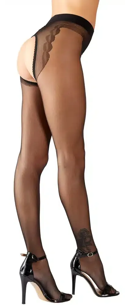 Cottelli LEGWEAR - Ouvert Strumpfhose, eingewebter Tanga 3