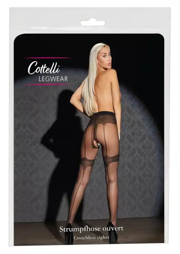 Cottelli LEGWEAR - Sexy Strumpfhose mit offenem Schritt 2