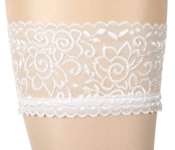 Cottelli LEGWEAR - Spitzenweiße halterlose Strümpfe (17 den) mit rutschfestem Silikonband XS Cottelli LEGWEAR - Spitzenweiße halterlose Strümpfe (17 den) mit rutschfestem Silikonband XS