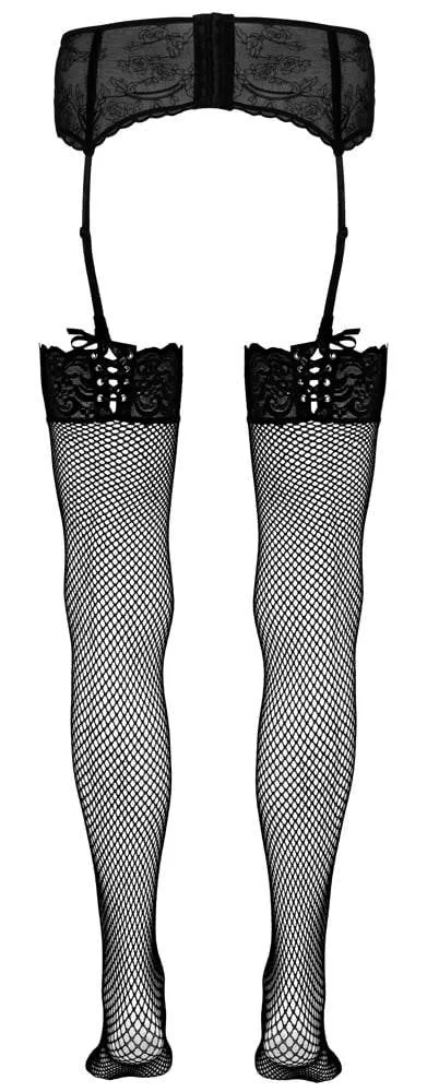 Cottelli LEGWEAR - Netzstrümpfe mit Spitze und Schnürung M/L Cottelli LEGWEAR - Netzstrümpfe mit Spitze und Schnürung M/L