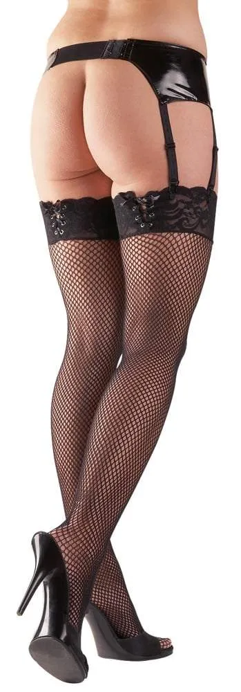 Cottelli LEGWEAR - Netzstrümpfe mit Spitze und Schnürung M/L Cottelli LEGWEAR - Netzstrümpfe mit Spitze und Schnürung M/L