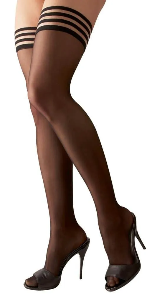 Cottelli LEGWEAR - Ringel-Halterlose Strümpfe S Cottelli LEGWEAR - Ringel-Halterlose Strümpfe S