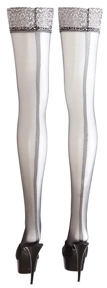 Cottelli LEGWEAR - Silber-Spitze & Ziernaht - Streckt optisch die Beine Schwarz/Silber S