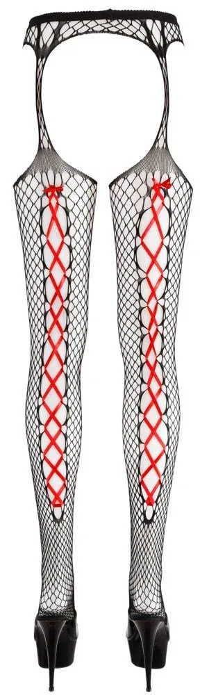 Cottelli LEGWEAR - Ouvert Strapsstrumpfhose Schwarz/Rot L/XL Cottelli LEGWEAR - Ouvert Strapsstrumpfhose Schwarz/Rot L/XL