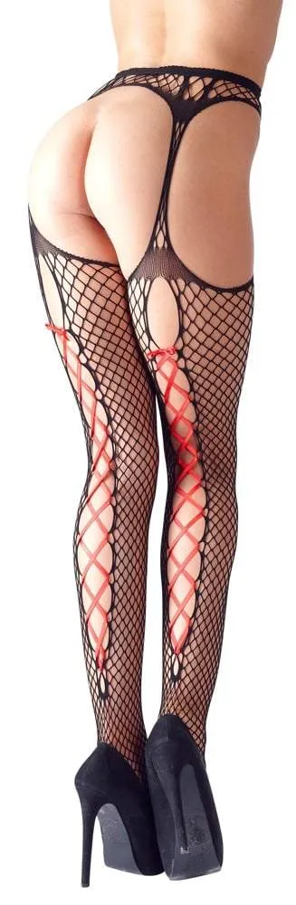 Cottelli LEGWEAR - Ouvert Strapsstrumpfhose Schwarz/Rot L/XL Cottelli LEGWEAR - Ouvert Strapsstrumpfhose Schwarz/Rot L/XL