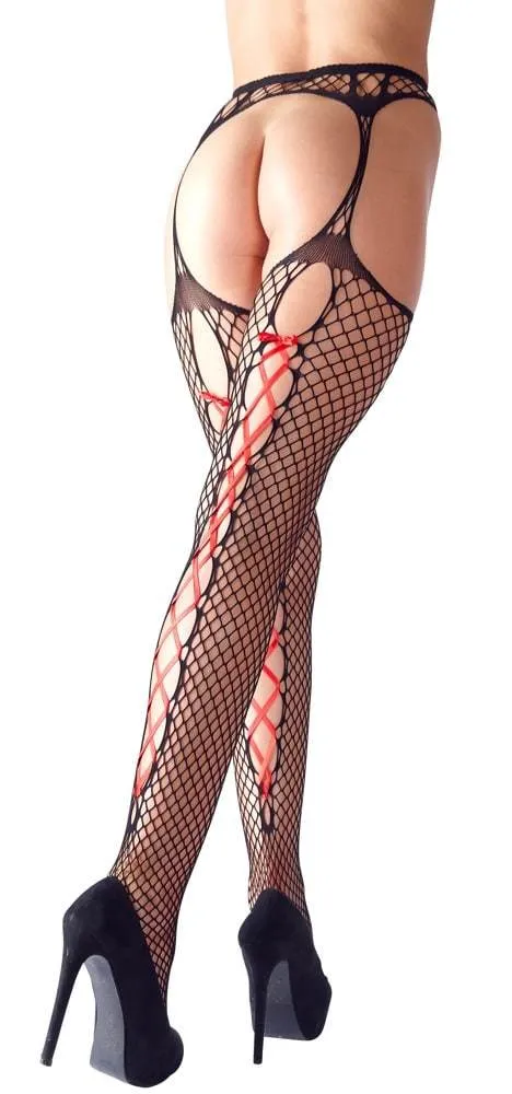 Cottelli LEGWEAR - Ouvert Strapsstrumpfhose Schwarz/Rot L/XL Cottelli LEGWEAR - Ouvert Strapsstrumpfhose Schwarz/Rot L/XL
