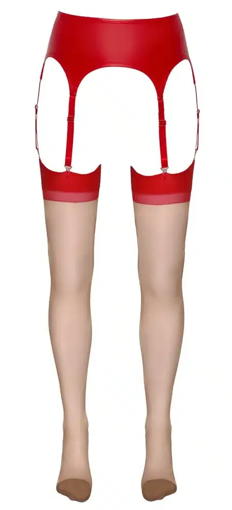 Cottelli LEGWEAR - Elegante Straps-Strümpfe Hautfarben hell/Rot 4 Cottelli LEGWEAR - Elegante Straps-Strümpfe Hautfarben hell/Rot 4