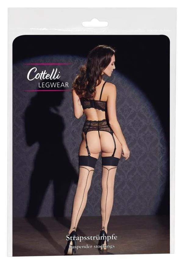 Cottelli LEGWEAR - Verführerische Nahtstrümpfe Haut/Schwarz 5