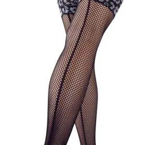 Cottelli LEGWEAR - Sexy Netzstrümpfe mit Spitze Schwarz/Silber S/M Cottelli LEGWEAR - Sexy Netzstrümpfe mit Spitze Schwarz/Silber S/M – Bild 5