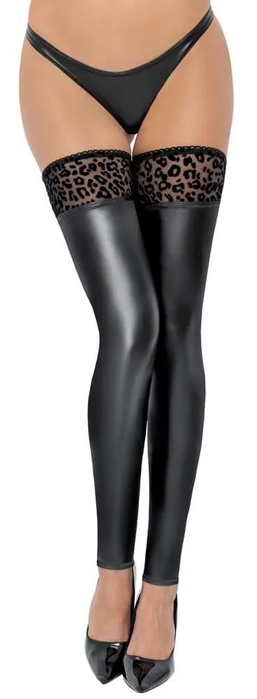 Noir Powerwetlook Stulpen Leo-S - Rutschfeste Overknees XL