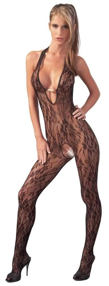 NO:XQSE Catsuit - Schwarzes Netz mit Perlen, ouvert im Schritt L/XL NO:XQSE Catsuit - Schwarzes Netz mit Perlen, ouvert im Schritt L/XL