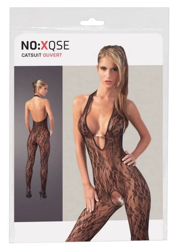 25501721111_verp NO:XQSE Catsuit - Schwarzes Netz mit Perlen, ouvert im Schritt L/XL