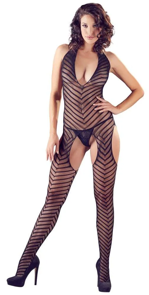 NO:XQSE Catsuit ouvert inkl. Spitzen-String | Große Cut-outs, Streifenoptik | Nahtlos, elastisch & weich | S-L S-L NO:XQSE Catsuit ouvert inkl. Spitzen-String | Große Cut-outs, Streifenoptik | Nahtlos, elastisch & weich | S-L S-L