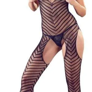 NO:XQSE Catsuit ouvert inkl. Spitzen-String | Große Cut-outs, Streifenoptik | Nahtlos, elastisch & weich | S-L S-L NO:XQSE Catsuit ouvert inkl. Spitzen-String | Große Cut-outs, Streifenoptik | Nahtlos, elastisch & weich | S-L S-L – Bild 5