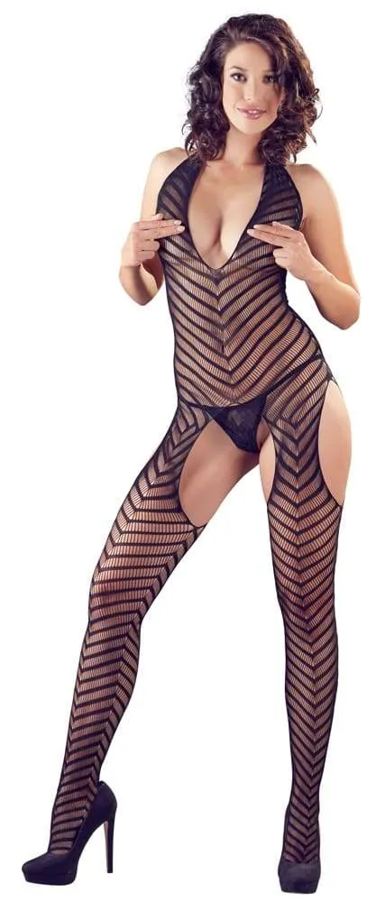 NO:XQSE Catsuit ouvert inkl. Spitzen-String | Große Cut-outs, Streifenoptik | Nahtlos, elastisch & weich | S-L S-L NO:XQSE Catsuit ouvert inkl. Spitzen-String | Große Cut-outs, Streifenoptik | Nahtlos, elastisch & weich | S-L S-L