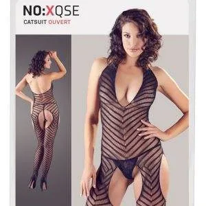 NO:XQSE Catsuit ouvert inkl. Spitzen-String | Große Cut-outs, Streifenoptik | Nahtlos, elastisch & weich | S-L S-L NO:XQSE Catsuit ouvert inkl. Spitzen-String | Große Cut-outs, Streifenoptik | Nahtlos, elastisch & weich | S-L S-L – Bild 1