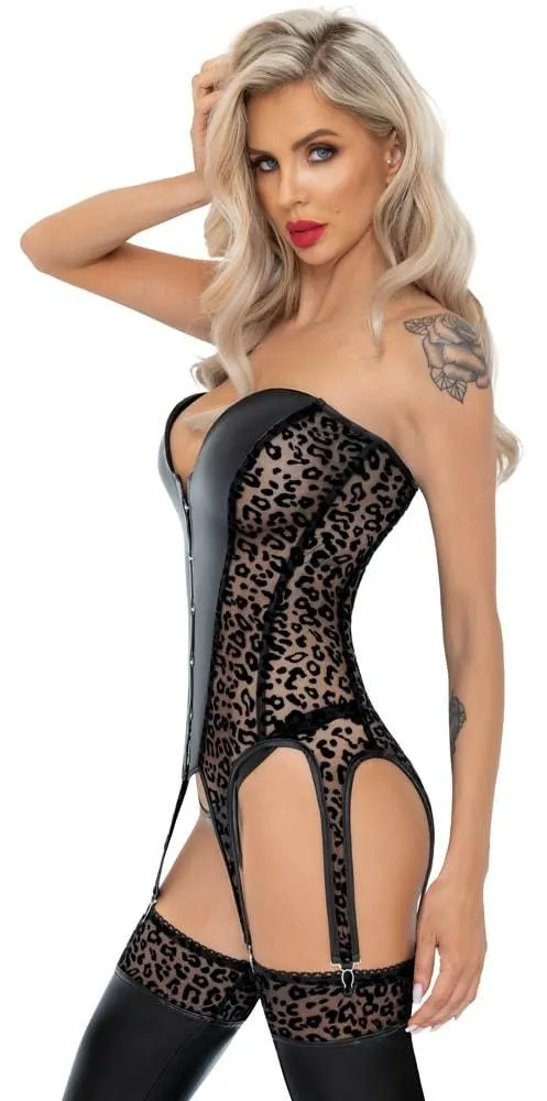 Noir Strapshemd Leo-Samtflockprint S