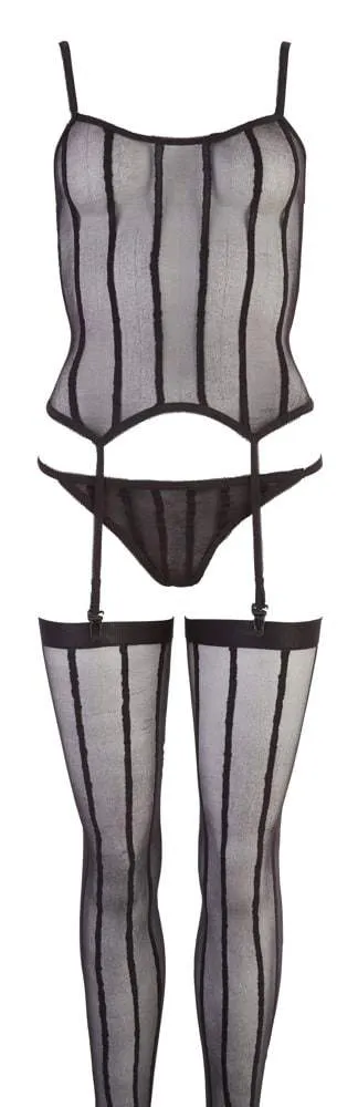NO:XQSE Strapshemd-Set - Verführerisches Ensemble mit Strümpfen und String S-L NO:XQSE Strapshemd-Set - Verführerisches Ensemble mit Strümpfen und String S-L