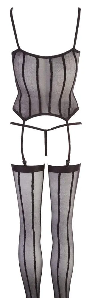 NO:XQSE Strapshemd-Set - Verführerisches Ensemble mit Strümpfen und String S-L NO:XQSE Strapshemd-Set - Verführerisches Ensemble mit Strümpfen und String S-L