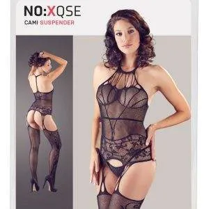 NO:XQSE Strapshemdset mit angewebten Strümpfen und Spitzen-String S-L NO:XQSE Strapshemdset mit angewebten Strümpfen und Spitzen-String S-L – Bild 1