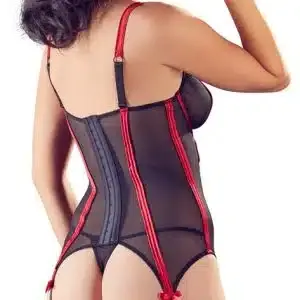 Cottelli LINGERIE - Strapshemd mit Rio, elastisches Powernet Schwarz/Rot 80B/M Cottelli LINGERIE - Strapshemd mit Rio, elastisches Powernet Schwarz/Rot 80B/M – Bild 5