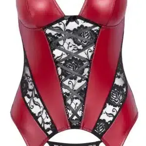 Cottelli LINGERIE Strapshemd - Rot/Schwarz, mit Spitzeneinsätzen Rot/Schwarz S Cottelli LINGERIE Strapshemd - Rot/Schwarz, mit Spitzeneinsätzen Rot/Schwarz S – Bild 5
