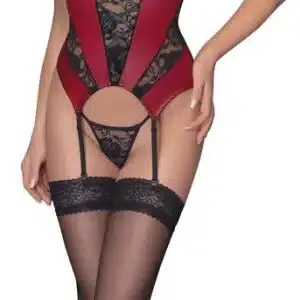 Cottelli LINGERIE Strapshemd - Rot/Schwarz, mit Spitzeneinsätzen Rot/Schwarz S Cottelli LINGERIE Strapshemd - Rot/Schwarz, mit Spitzeneinsätzen Rot/Schwarz S – Bild 3
