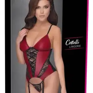 Cottelli LINGERIE Strapshemd - Rot/Schwarz, mit Spitzeneinsätzen Rot/Schwarz S Cottelli LINGERIE Strapshemd - Rot/Schwarz, mit Spitzeneinsätzen Rot/Schwarz S – Bild 1
