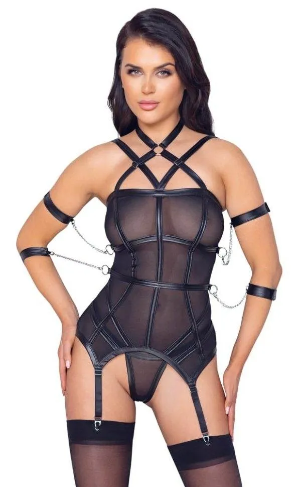 Cottelli BONDAGE Strapshemd inkl. String & 4 Fesseln S Cottelli BONDAGE Strapshemd inkl. String & 4 Fesseln S