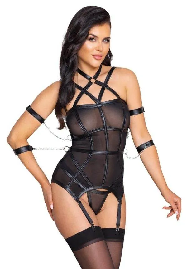 Cottelli BONDAGE Strapshemd inkl. String & 4 Fesseln S Cottelli BONDAGE Strapshemd inkl. String & 4 Fesseln S