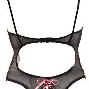 Cottelli LINGERIE - Verführerischer Body ouvert mit Volantverzierung Schwarz/Rot 80B/M Cottelli LINGERIE - Verführerischer Body ouvert mit Volantverzierung Schwarz/Rot 80B/M – Bild 5