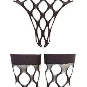 NO:XQSE Rio-Body und Strümpfe Set - Aus elastischem Grobnetz, nahtlos gefertigt S-L NO:XQSE Rio-Body und Strümpfe Set - Aus elastischem Grobnetz, nahtlos gefertigt S-L – Bild 4