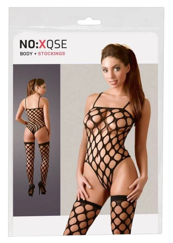 26406191101_verp NO:XQSE Rio-Body und Strümpfe Set - Aus elastischem Grobnetz, nahtlos gefertigt S-L