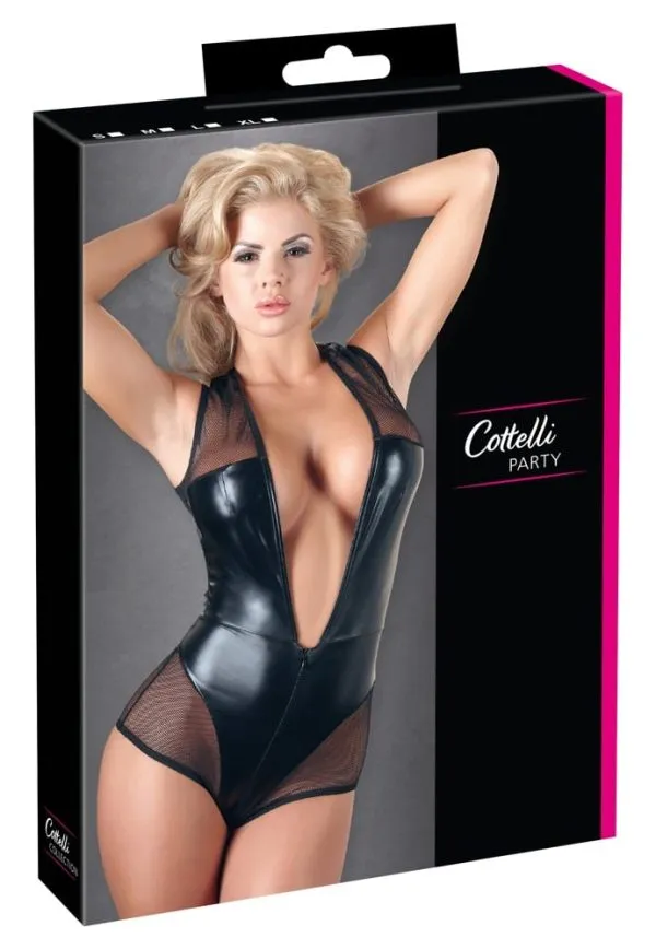 26409701021_verp Cottelli PARTY - Glanzstück: Ärmelloser Body, Wetlook & Netz XL