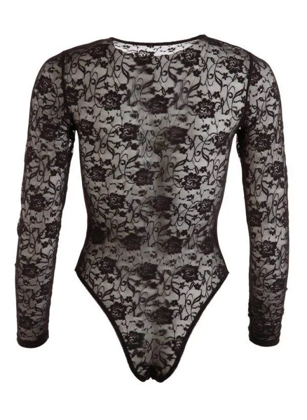 Cottelli LINGERIE - Sexy Spitzen-Wetlook Langarmbody S Cottelli LINGERIE - Sexy Spitzen-Wetlook Langarmbody S