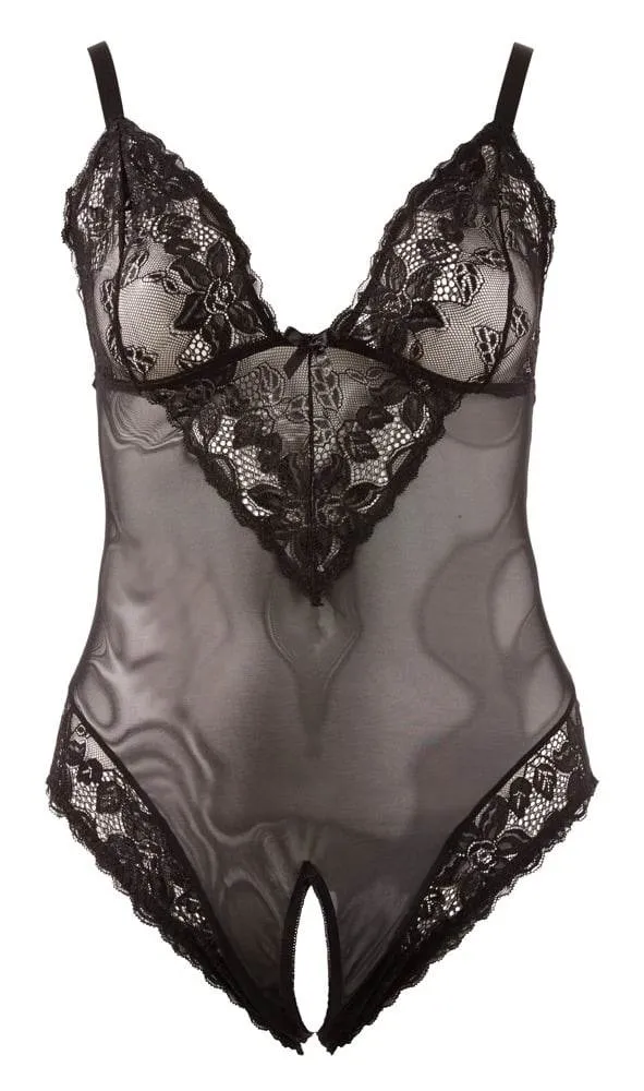 Cottelli CURVES - Body ouvert mit Blütenspitze XL Cottelli CURVES - Body ouvert mit Blütenspitze XL