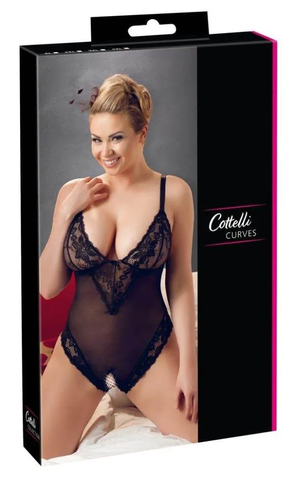 26411781051_verp Cottelli CURVES - Body ouvert mit Blütenspitze XL