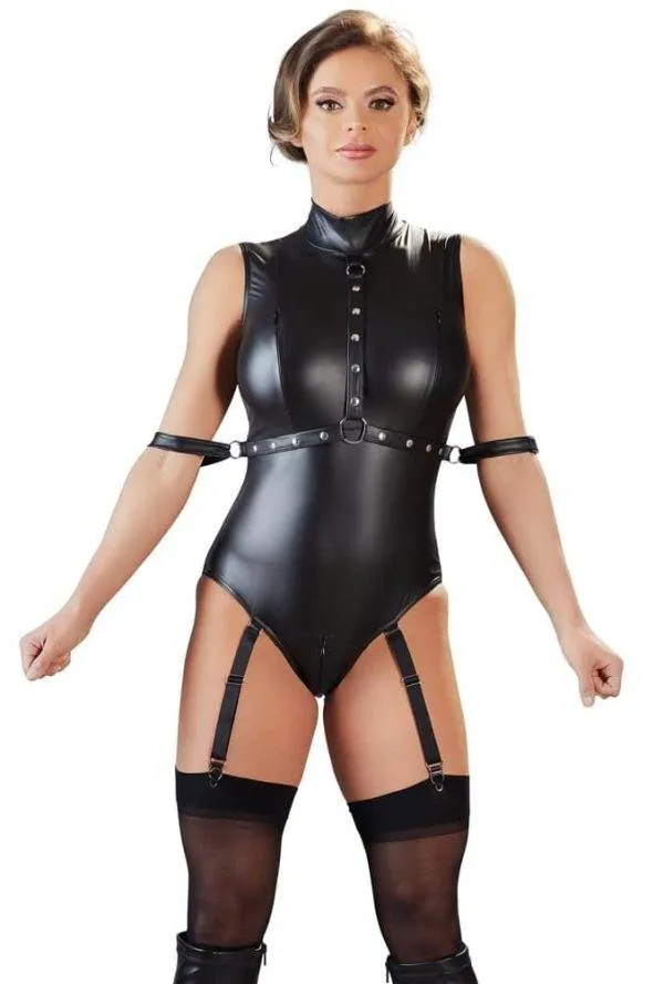 Cottelli BONDAGE - Mattlook Strapsbody mit Metall-Accessoires S Cottelli BONDAGE - Mattlook Strapsbody mit Metall-Accessoires S